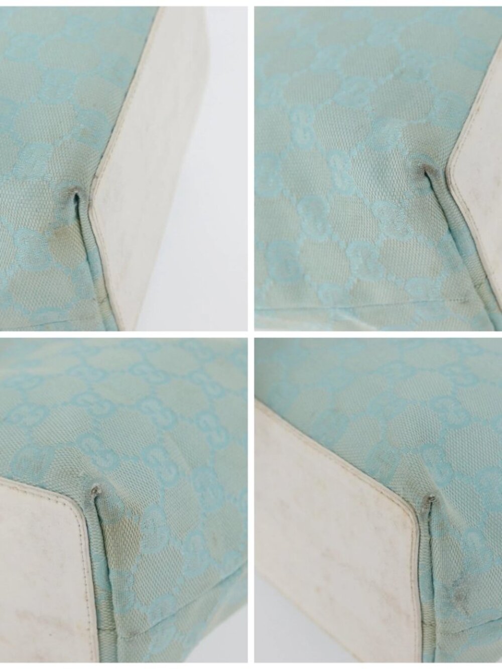 GUCCI GG Canvas Tote Bag Gold Light Blue - Picture 14 of 16